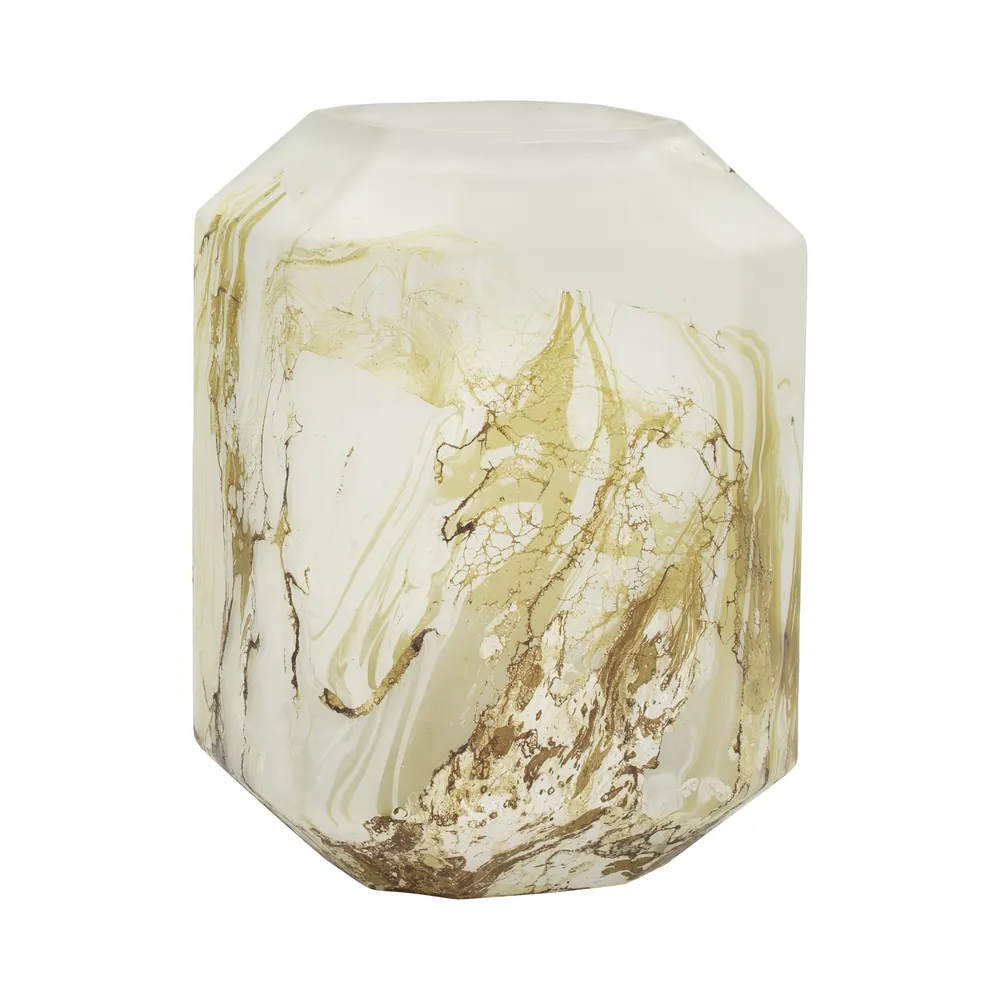 RAESTONE IVORY GLASS VASE 13 (IN)