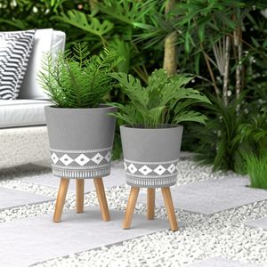 GLASTONCREST SET OF 2 GRAY PLANTER 21 (IN) 12