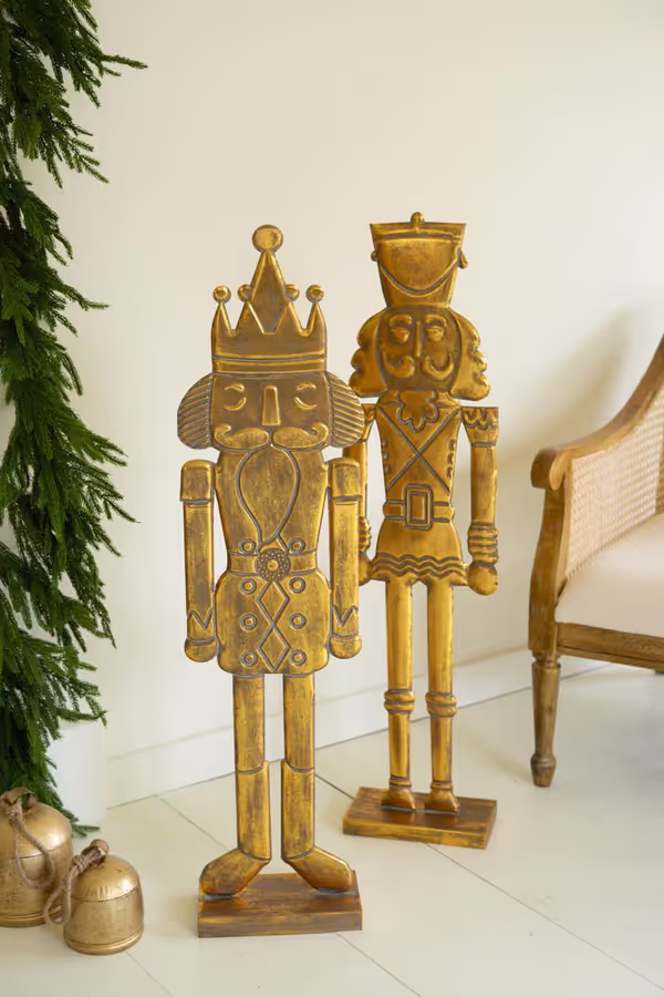 Set of 2 Antique Gold Nutcrackers