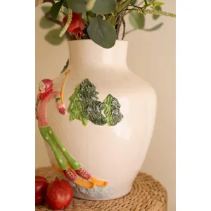 Ceramic Christmas Vase with Skier 2