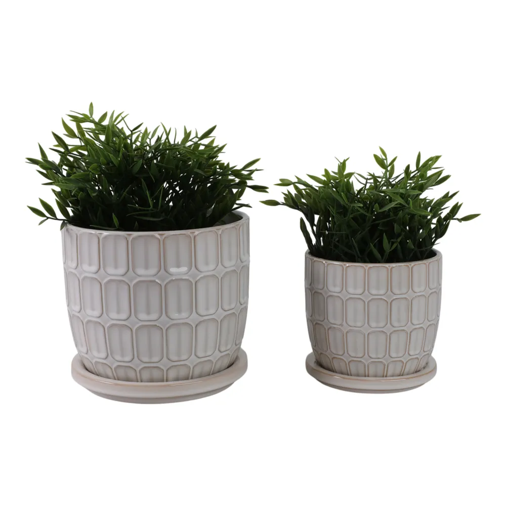 LEONAHAM SET OF 2 WHITE PLANTER 7 (IN)