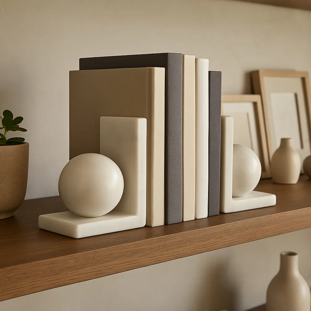 HELTONPORT SET OF 2 WHITE BOOKENDS 6 (IN)