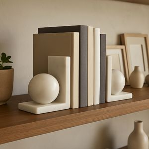 HELTONPORT SET OF 2 WHITE BOOKENDS 6 (IN) 2