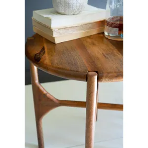 Round Mango Wood Accent Table 2