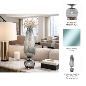 LINDENRUN GRAY GLASS VASE 21 (IN) 9