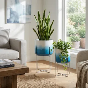 NICOLEHAM SET OF 2 BLUE PLANTER 23 (IN) 10