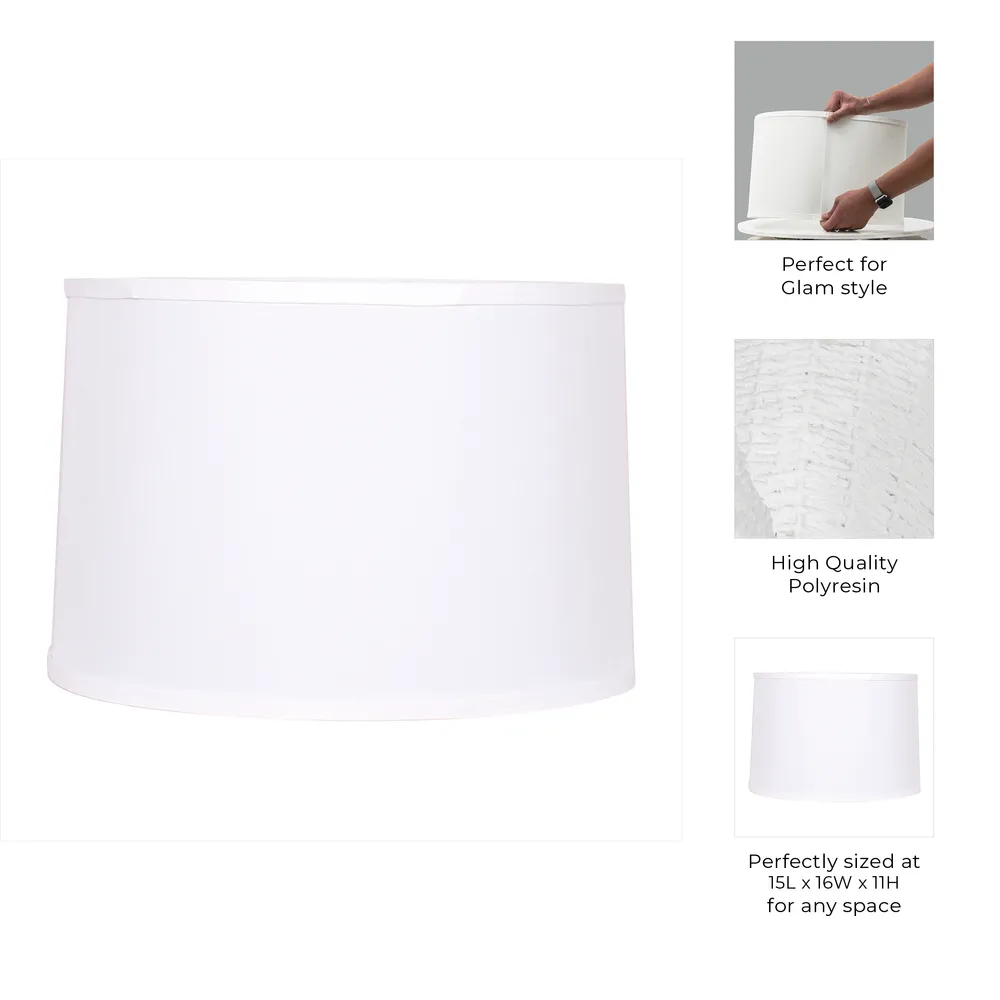 POLYLINEN, 15X16X11" LAMP SHADE, WHITE KD