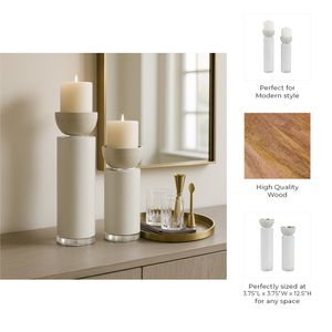 BECKETTWIND SET OF 2 WHITE CANDLE HOLDER 13 (IN) 10