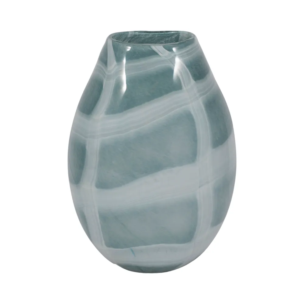 PEARLCREST BLUE GLASS VASE 13 (IN)