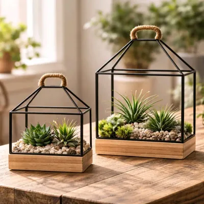 Cottage Lanterns Set of 2 19in and 14inH