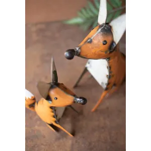 Set of 2 Recycled Iron Foxes 3