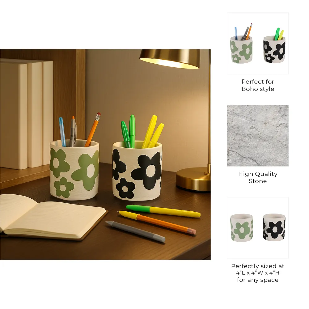 NILEHOLM SET OF 2 WHITE PENCIL CUP 4 (IN)