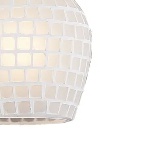 Fusion 5'' Wide 1-Light Mini Pendant - Satin Nickel with White Mosaic 4