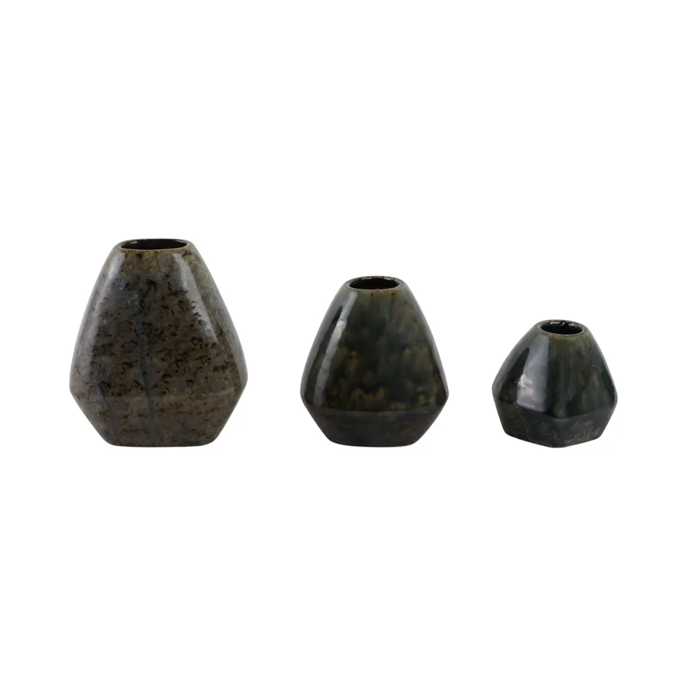 DENNINGHAM SET OF 3 BROWN VASES 8 (IN)