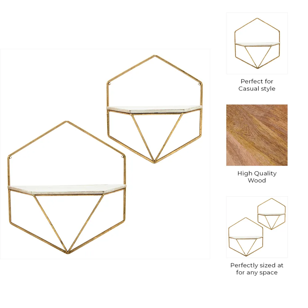 IRVINGMILL SET OF 2 GOLD WALL SHELF 17 (IN)