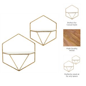 IRVINGMILL SET OF 2 GOLD WALL SHELF 17 (IN) 7