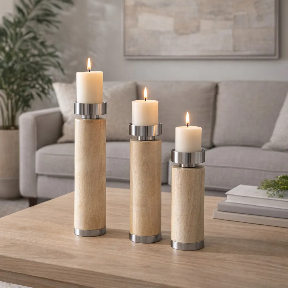 PAXTONWICK SET OF 3 GRAY CANDLE HOLDER 12 (IN)