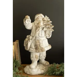 Antique White Faux Concrete Santa 7