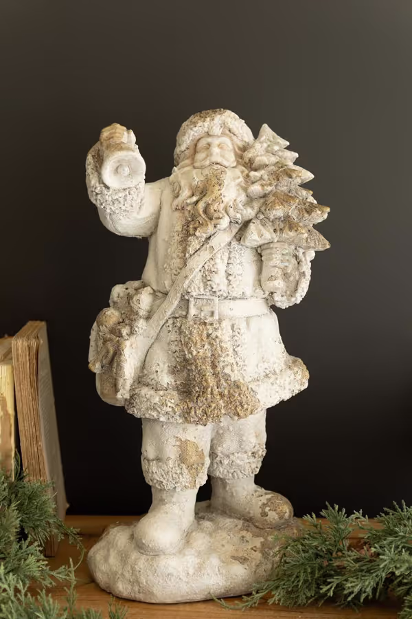 Antique White Faux Concrete Santa