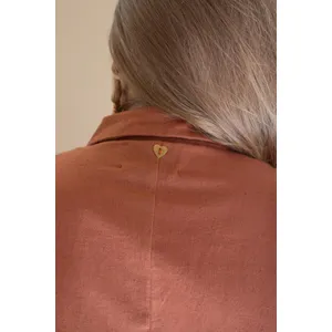 Long-Sleeve Button-Front Dress with Front-Tie Detail / Cinnamon 3
