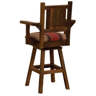 Barnwood Square Swivel Counter Stool with Back and Arms - Upholstered Seat and Back - Customer Material