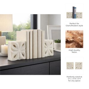 ROSEGATE SET OF 2 WHITE BOOKENDS 6 (IN) 9