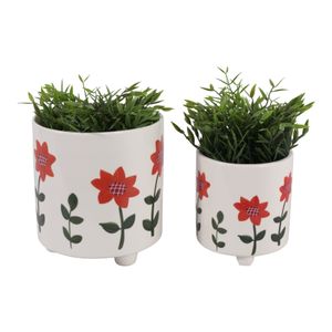 ALMAWAY SET OF 2 ORANGE PLANTER 8 (IN) 3