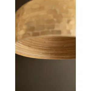 Dome Spun Bamboo Pendant Light with Neutral Capiz Shell Detail 2