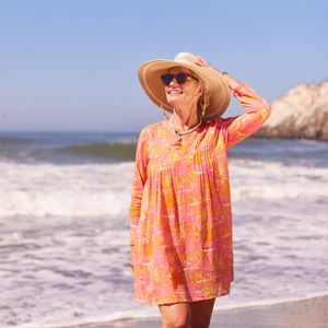 Safari Animals Pink Cotton Pintuck Beach Cover Up 5