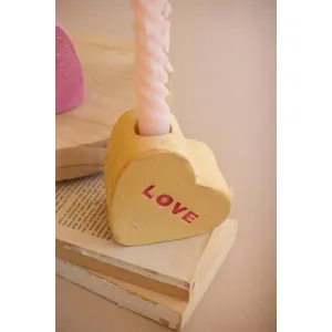 Set of 3 Clay Conversation Heart Candle Holders 4