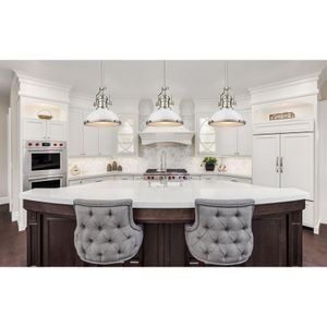 Chadwick 13'' Wide 1-Light Pendant - Satin Nickel with Gloss White 5