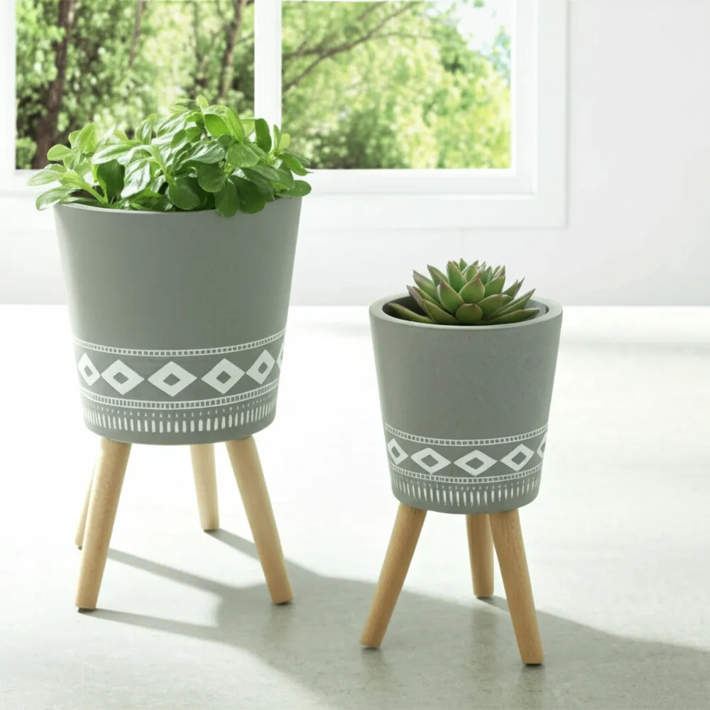 GLASTONCREST SET OF 2 GRAY PLANTER 21 (IN)