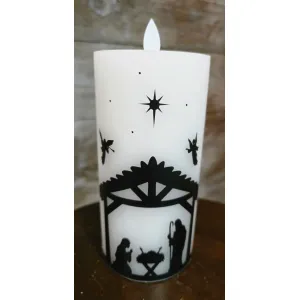 Nativity Moving Flame LED Candle 3in by 6in 2