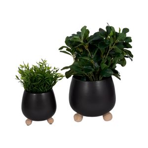 SUTTONOAK SET OF 2 BLACK PLANTER 8 (IN) 3