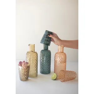 Set of 3 Bubble Glass Carafes with Tumbler 2