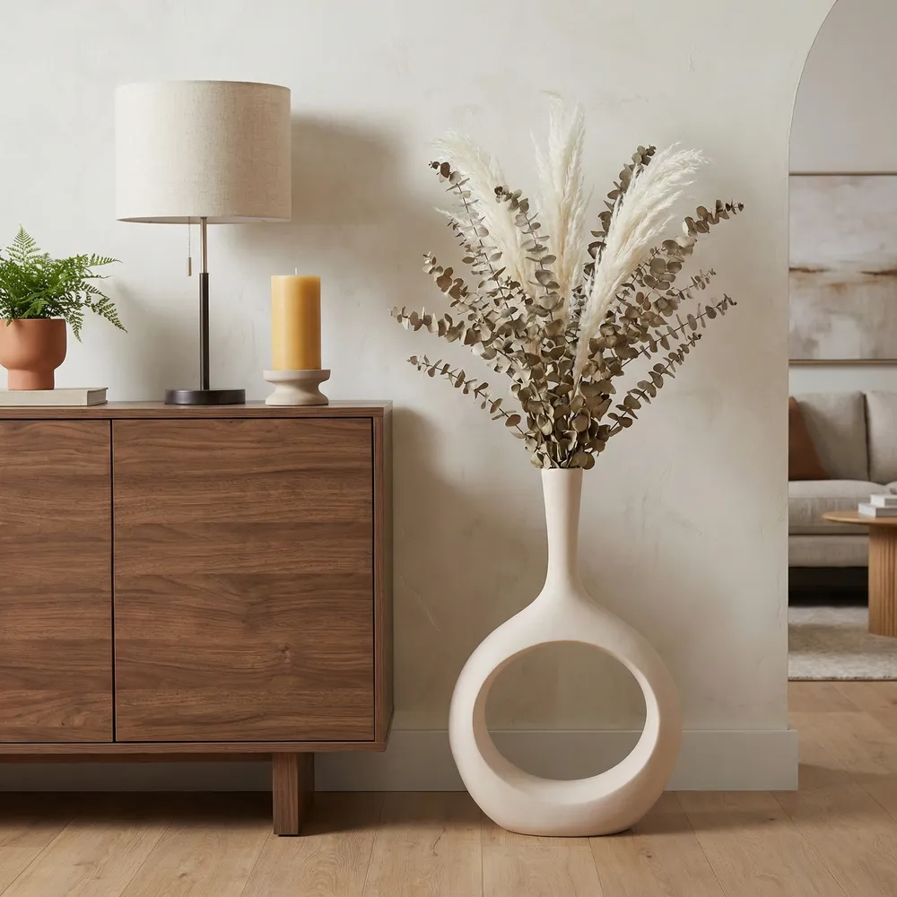 HALSEYOAK WHITE VASE 24 (IN)