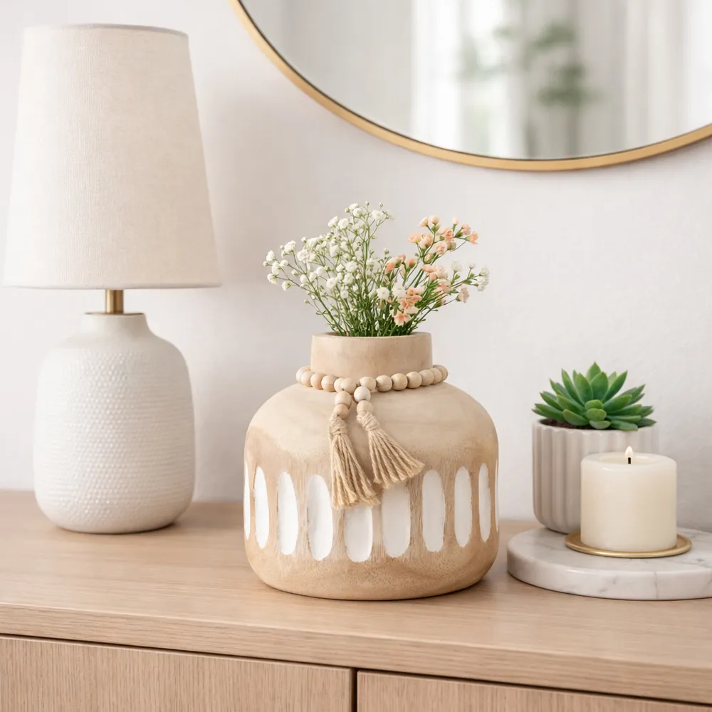 PEARLLAND BROWN VASE 8 (IN)