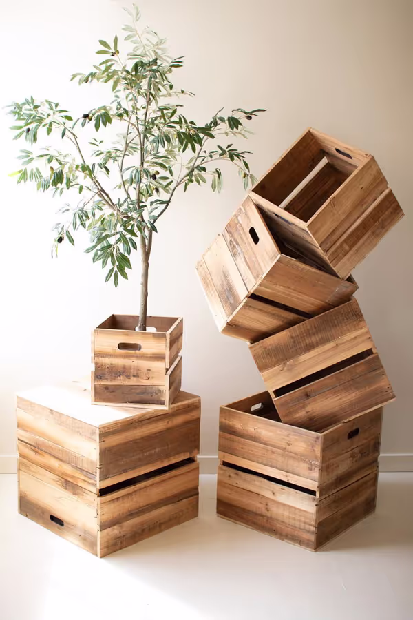 Set of 6 Recycled Pine Display Cubes