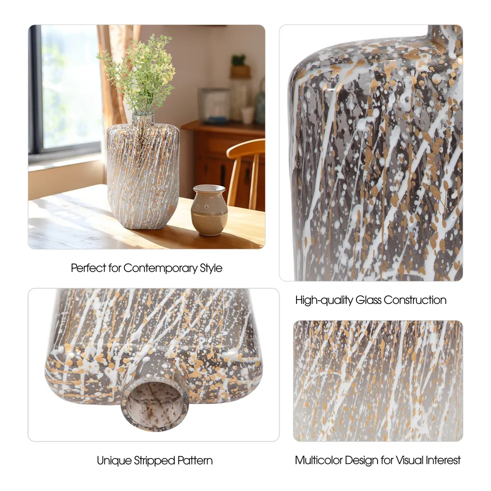 STONEWOOD IVORY GLASS VASE 10 (IN)