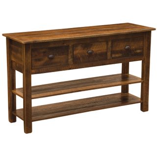 Barnwood Three Drawer Console Table with Two Shelves