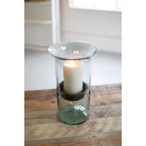 Original Glass Candle Cylinder with Rustic Insert / Medium 2
