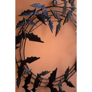 Black Metal Flying Bat Halloween Wreath 2