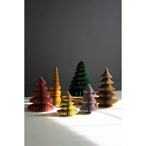 Set of 6 Jewel Tone Paper Accordian Christmas Trees 1
