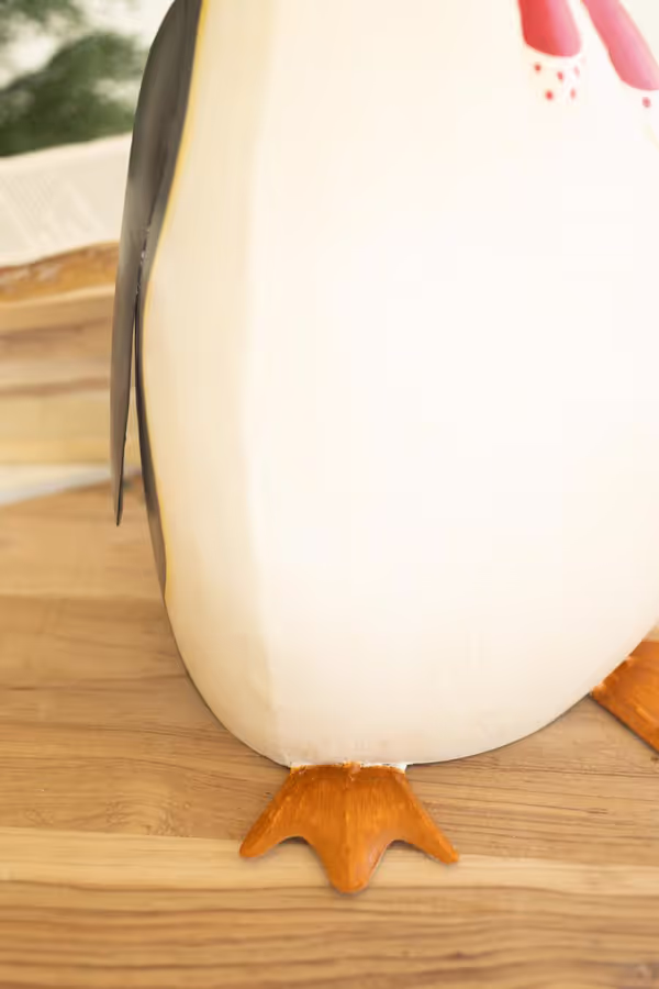 Large Painted Metal Penguin