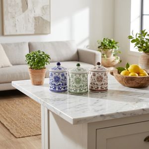 ADLERLEY SET OF 3 WHITE JARS 6 (IN) 9