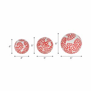 ALBAMILL SET OF 3 RED ORBS 6 (IN) 7