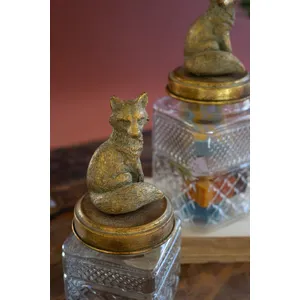 Set of 2 Resin and Glass Fox Canisters 4
