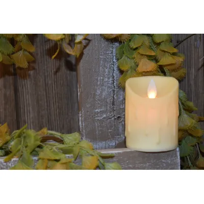 Cream Drip Timered Moving Flame Votive 2x3in