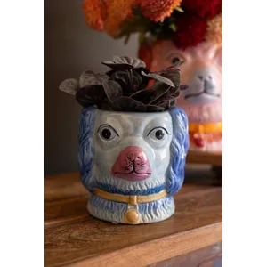 Set of 2 Vintage-Inspired Ceramic Colorful Dog Vases 2