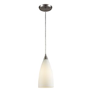Vesta 5'' Wide 1-Light Mini Pendant - Satin Nickel with White Glass 1